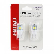 Λάμπες ζευγάρι λευκές T10 led W5W 12V W2.1X9.5d 5.600Κ AMIO