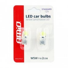 Λάμπες ζευγάρι λευκές σιλικόνης Τ10 led W5W 12V W2.1X9.5d AMIO