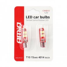 Λάμπες ζευγάρι λευκές σιλικόνης led T10 W5W 12V W2.1x9.5d 5.600k AMIO 