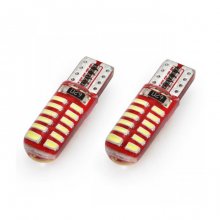 Λάμπες ζευγάρι led λευκές σιλικόνης T10 W5W 12V W2.1x9.5d ΛΕΥΚΟ 5.600Κ 24SMDx3014 AMIO