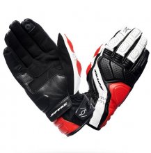 Γάντια μηχανής δερμάτινα Spyke Sport Touring λευκό / μαύρο / κόκκινο