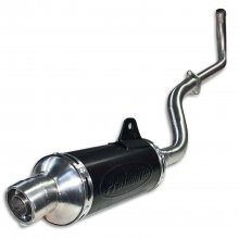 Εξάτμιση ολόσωμη κοντή inox στρογγυλή μαύρη Modenas Kriss II 115 Protecht