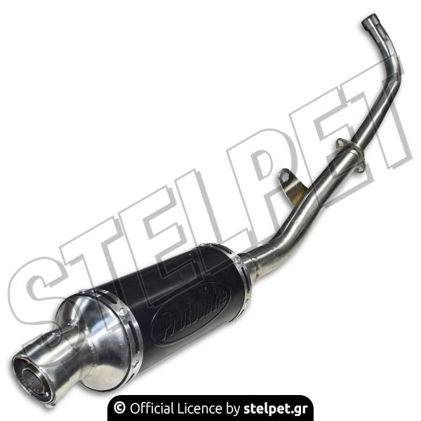 Εξάτμιση ολόσωμη κοντή inox στρογγυλή μαύρη Honda Supra-X 125 Protecht