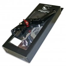 Μανέτα δεξιά ρυθμιζόμενη σπαστή Yamaha Crypton-X 135 μαύρη - κόκκινη Shark