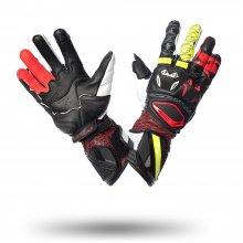 Γάντια μηχανής Spyke Tech Pro  Μαύρο/Άσπρο/Fluo Κόκκινο/Fluo Κίτρινο