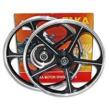 Ζάντες αλουμινίου ζευγάρι Yamaha Crypton-X 135 5 μπρατσες μαύρες - ασημί Taka