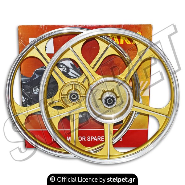 Ζάντες αλουμινίου ζευγάρι Yamaha Crypton-X 135 5 μπρατσες χρυσές - ασημί Taka