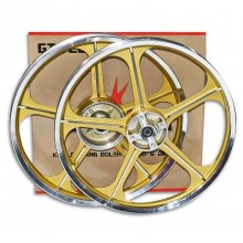 Ζάντες αλουμινίου ζευγάρι Honda Innova 125 5μπρατσες χρυσές - ασημί Kayama