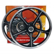 Ζάντες αλουμινίου ζευγάρι Honda Innova 125 5μπρατσες μαύρες - ασημί Taka