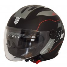 Κράνος STR GP PRO Jet Ανοιχτό ECE 22.06 Μαύρο / Γκρί / Κόκκινο