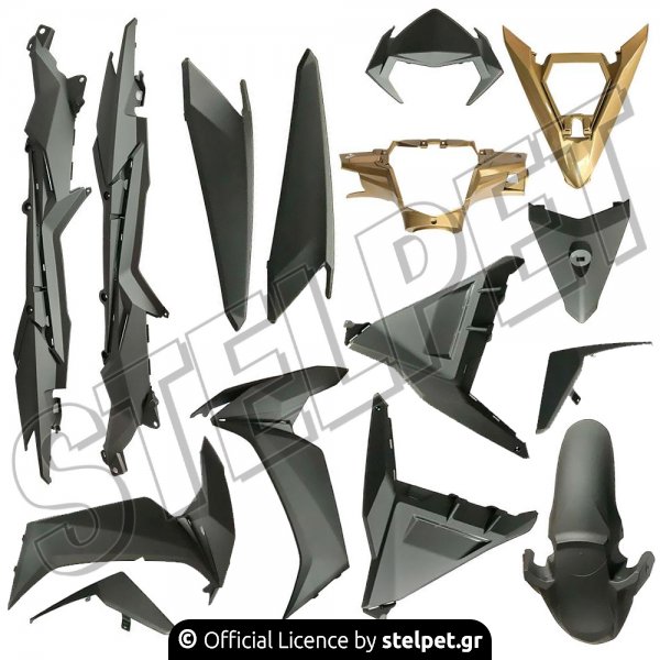 ΚΟΥΣΤΟΥΜΙ SYM VF185 ΠΛΑΣΤ ΣΕΤ ΧΡΥΣΟ ΜΑΥΡΟ ΜΑΤ ΜΑΛ