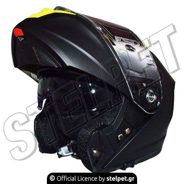 Κράνος flip up YA-967 DV Μαύρο Ματ / Κίτρινο 22.06 FSD 