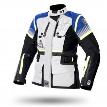 Μπουφάν μηχανής Γυναικείο Spyke Equator Dry Tecno Γκρι/Μπλε/Fluo Kίτρινο